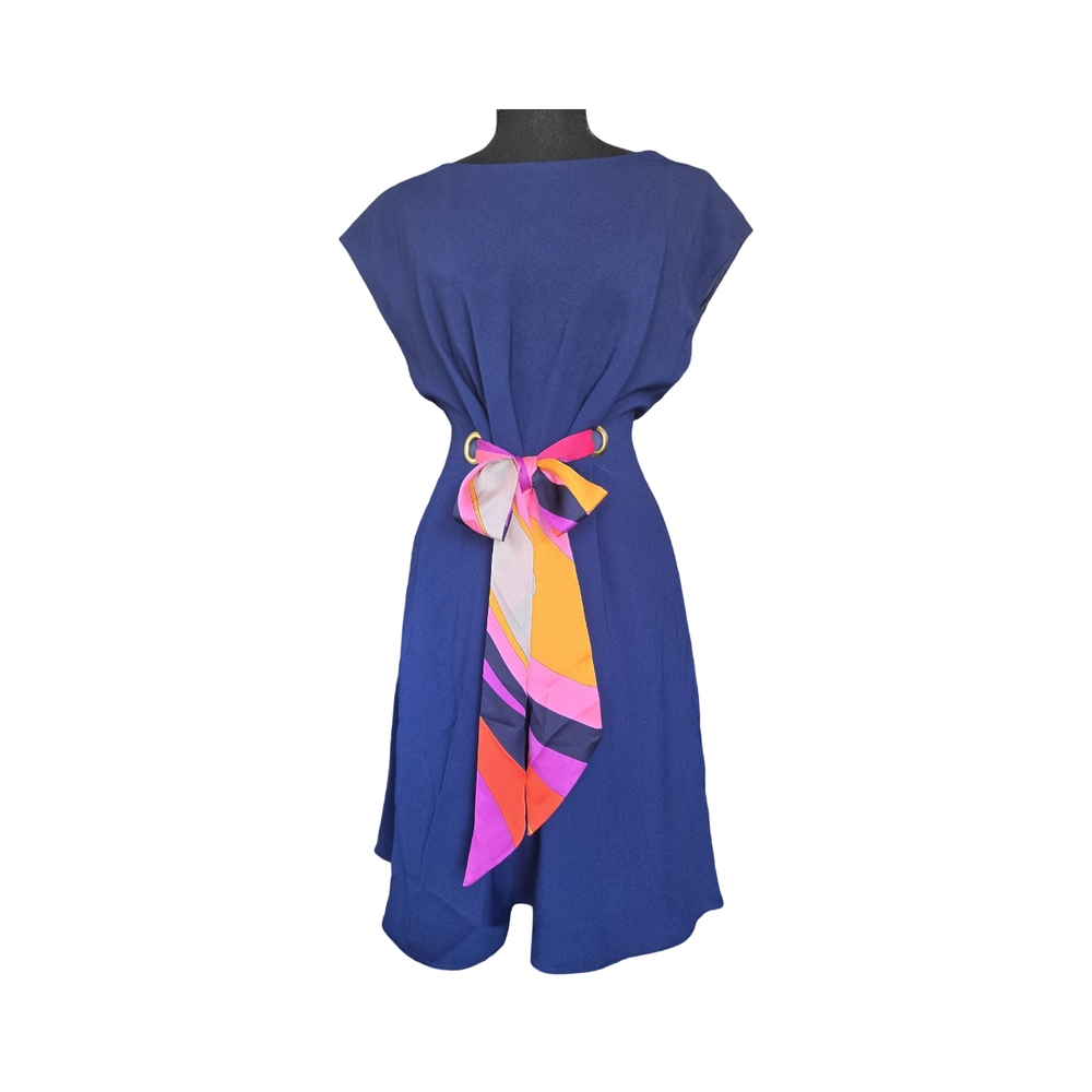 Trina Turk Stylish Blue Dress with Colorful Sash
